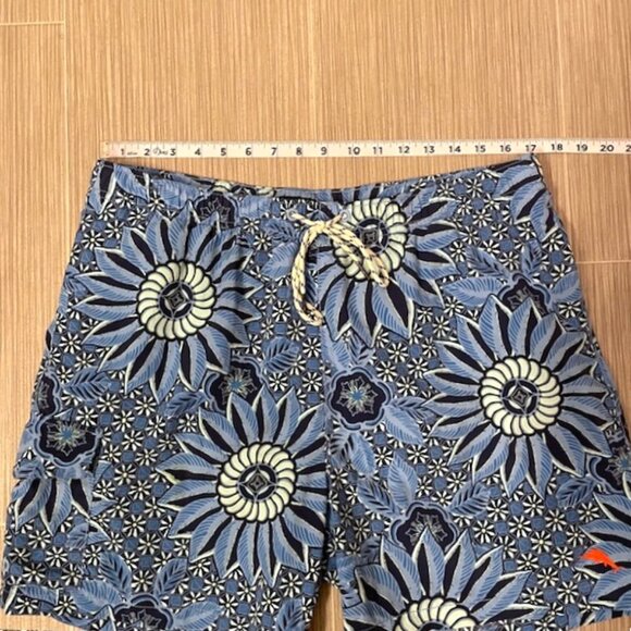 Men's Tommy Bahama Floral Printed Swim Trunks Blue Size Large Pockets Beach - Picture 13 of 15